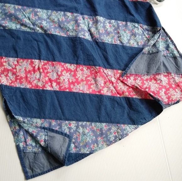 VINTAGE Crazy Horse floral stripe patchwork skirt - Picture 7 of 7